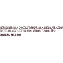 Milk chocolate candy ingredients panel listing milk and soy