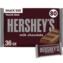 Snack-size HERSHEY'S milk chocolate bar value bag, 80 count, 36 oz