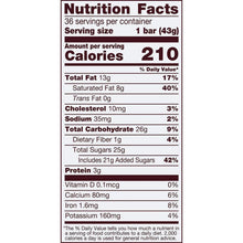 Nutrition Facts panel for milk chocolate candy bar, 210 calories