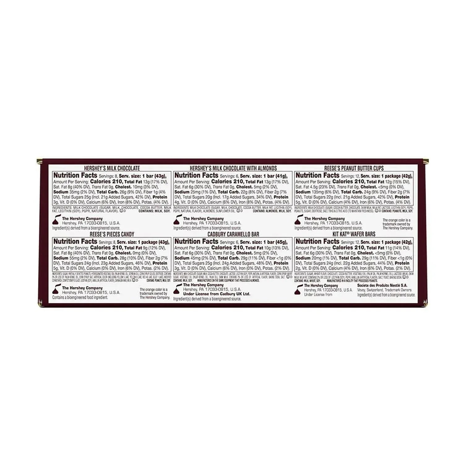 HERSHEY'S Chocolate Lovers Candy Bars, Variety Pack, Full Size, 52 pk.