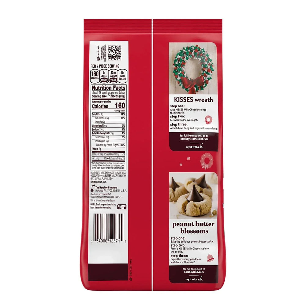 HERSHEY'S KISSES Christmas Milk Chocolate Candy, 335 pcs. - USA MEGA SHOP