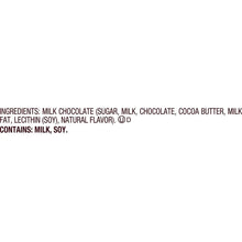 Ingredients label: milk chocolate, milk, chocolate, cocoa butter, milk fat
