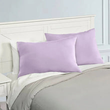 Lavender 2-pack cloud bed pillows, 20x28 in, on bed arrangement