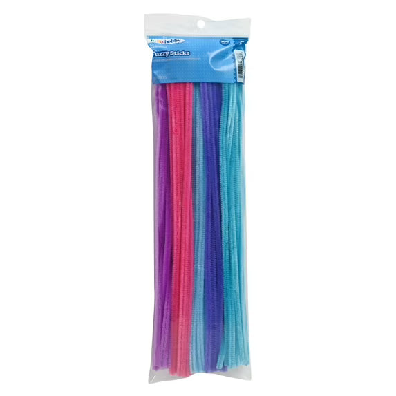 Hello Hobby Fuzzy Sticks, 100 Count, Cosmic Multicolor Chenille Stems for Kids Crafts and DIY Projects
