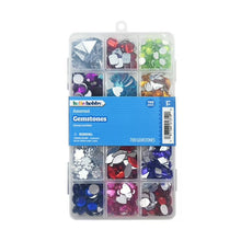 Gemstone beads assortment case with assorted multicolor gem shapes, 700 pieces