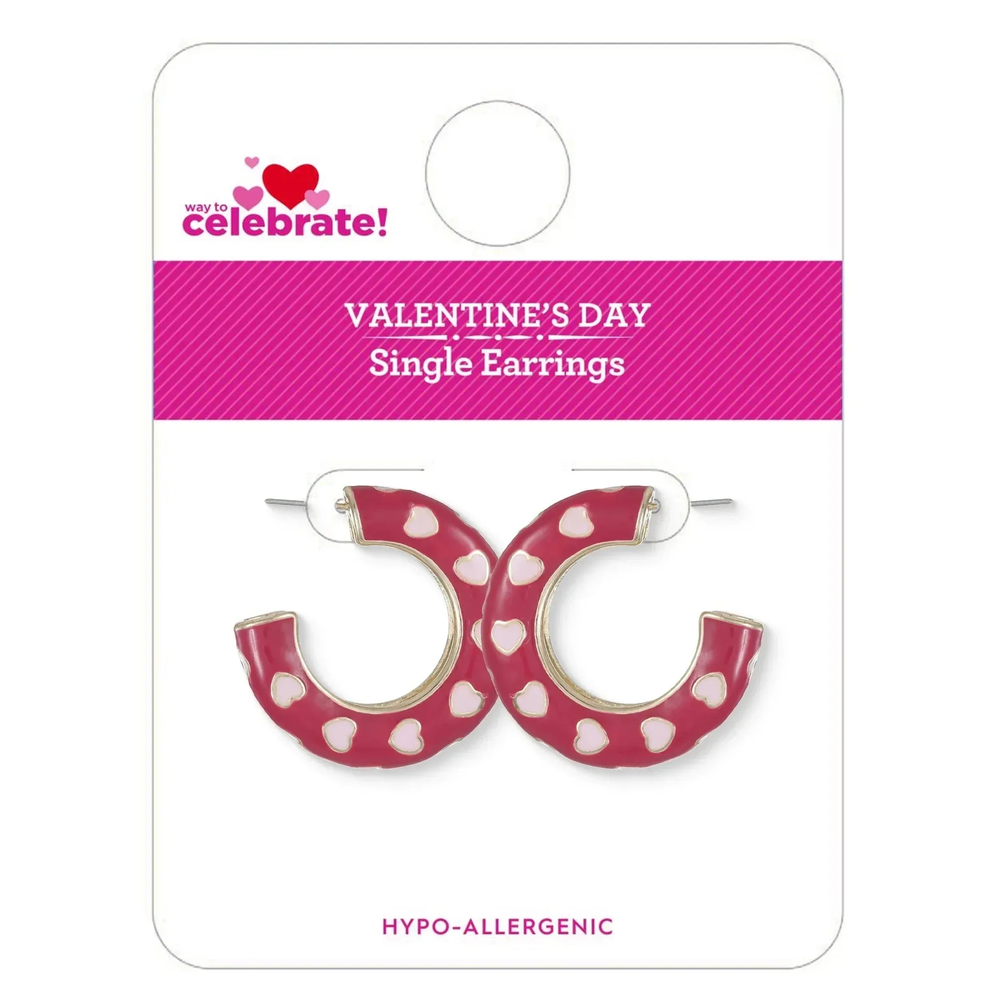 Way to Celebrate Valentine's Day Red Hoop Earrings, 1 Pair