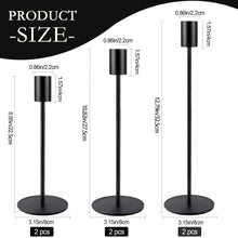 Black metal taper candle holder dimensions: slim cup and round base