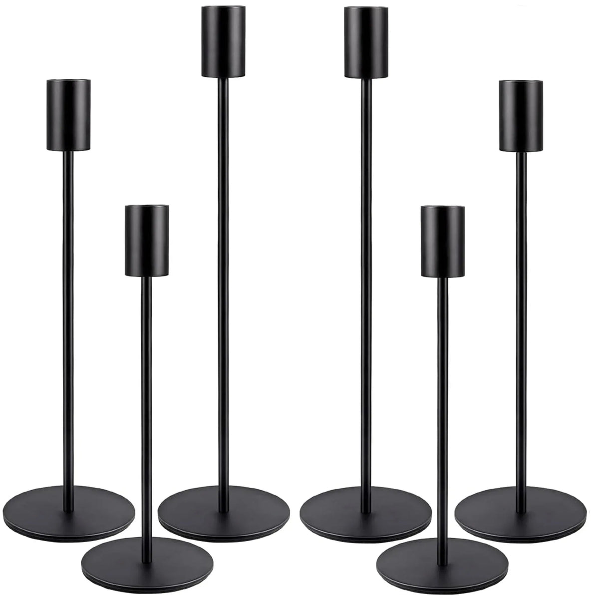 HIDAWN Matte Taper Candle Holders, 6 Pack Metal Candlestick Holders for Wedding, Dinning, Party - USA MEGA SHOP