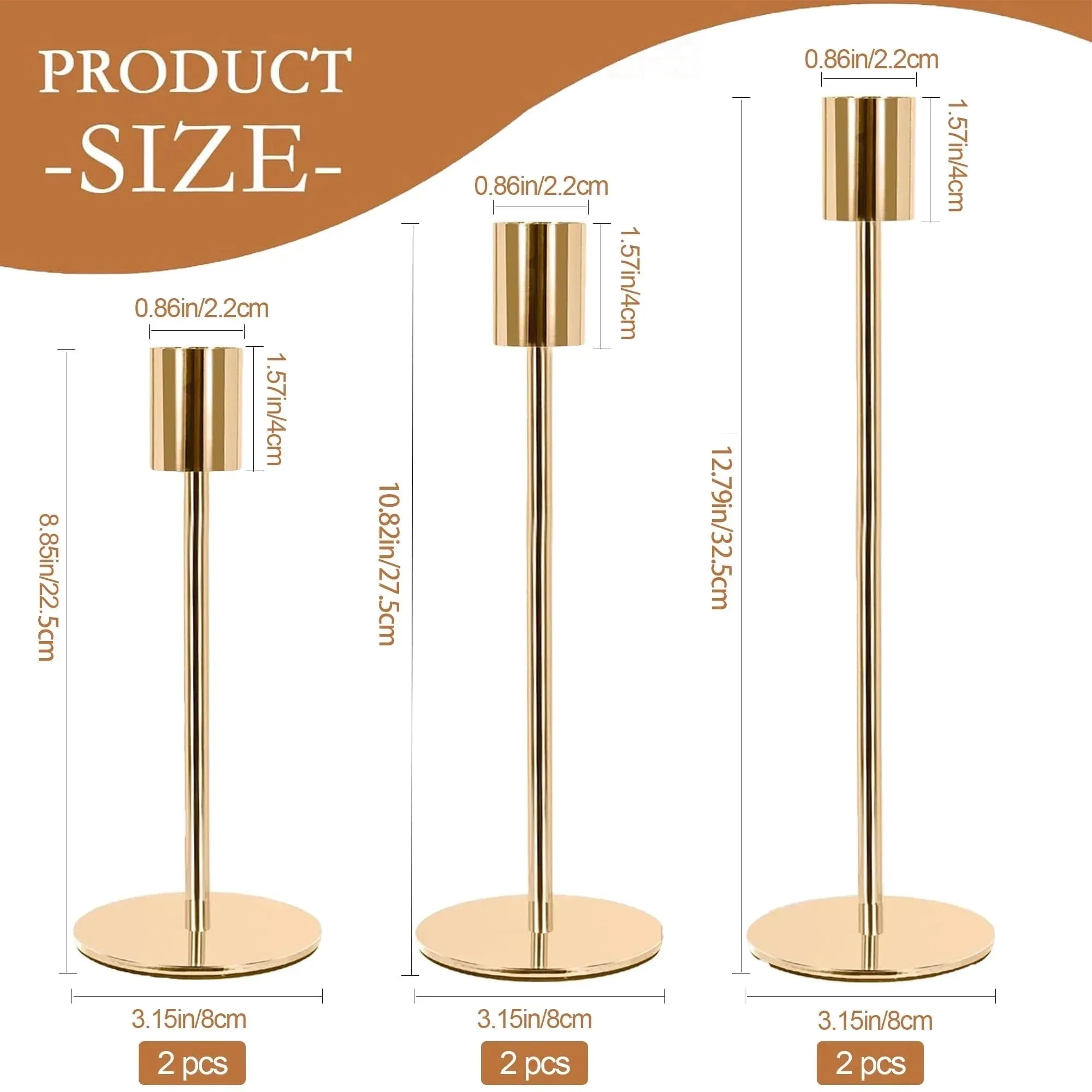 HIDAWN Matte Taper Candle Holders, 6 Pack Metal Candlestick Holders for Wedding, Dinning, Party - USA MEGA SHOP