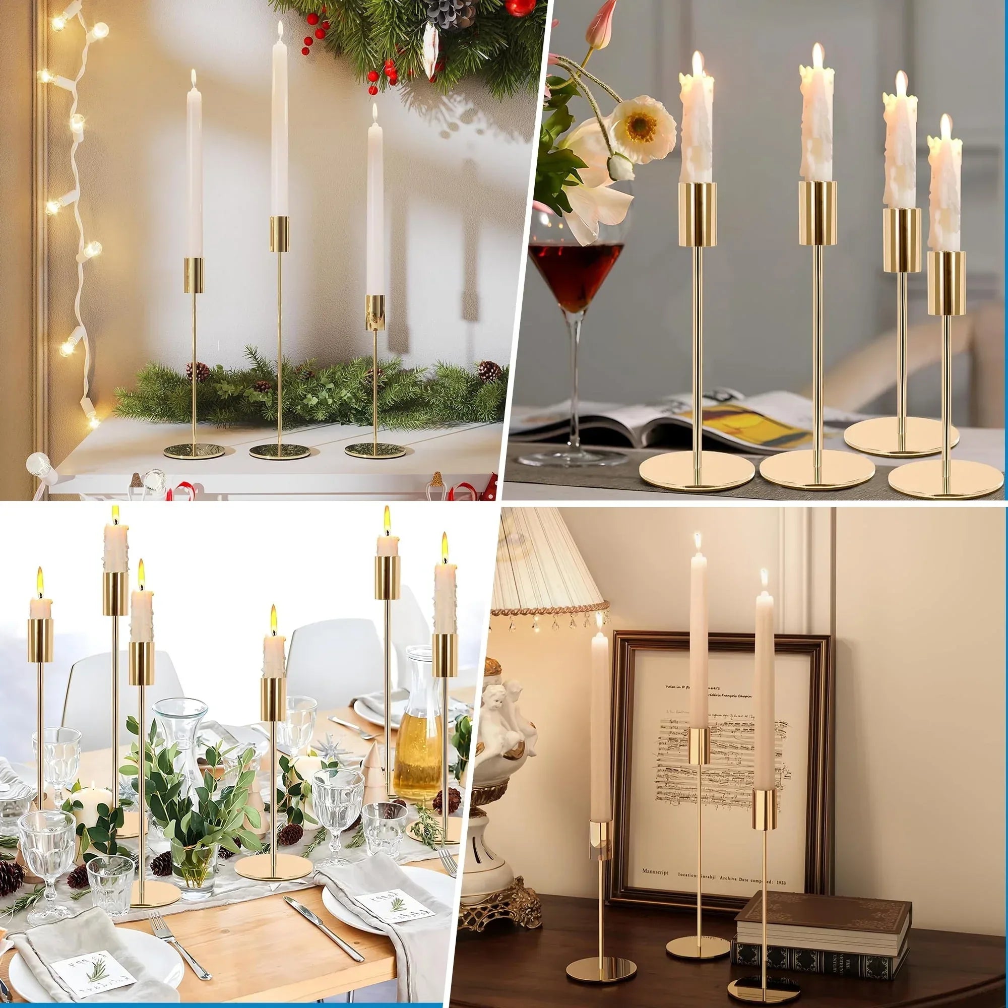 HIDAWN Matte Taper Candle Holders, 6 Pack Metal Candlestick Holders for Wedding, Dinning, Party