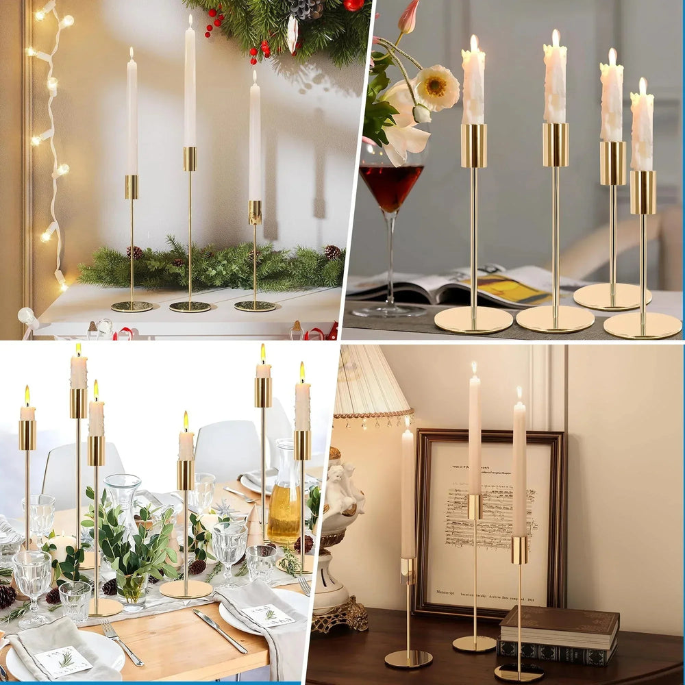 HIDAWN Matte Taper Candle Holders, 6 Pack Metal Candlestick Holders for Wedding, Dinning, Party - USA MEGA SHOP