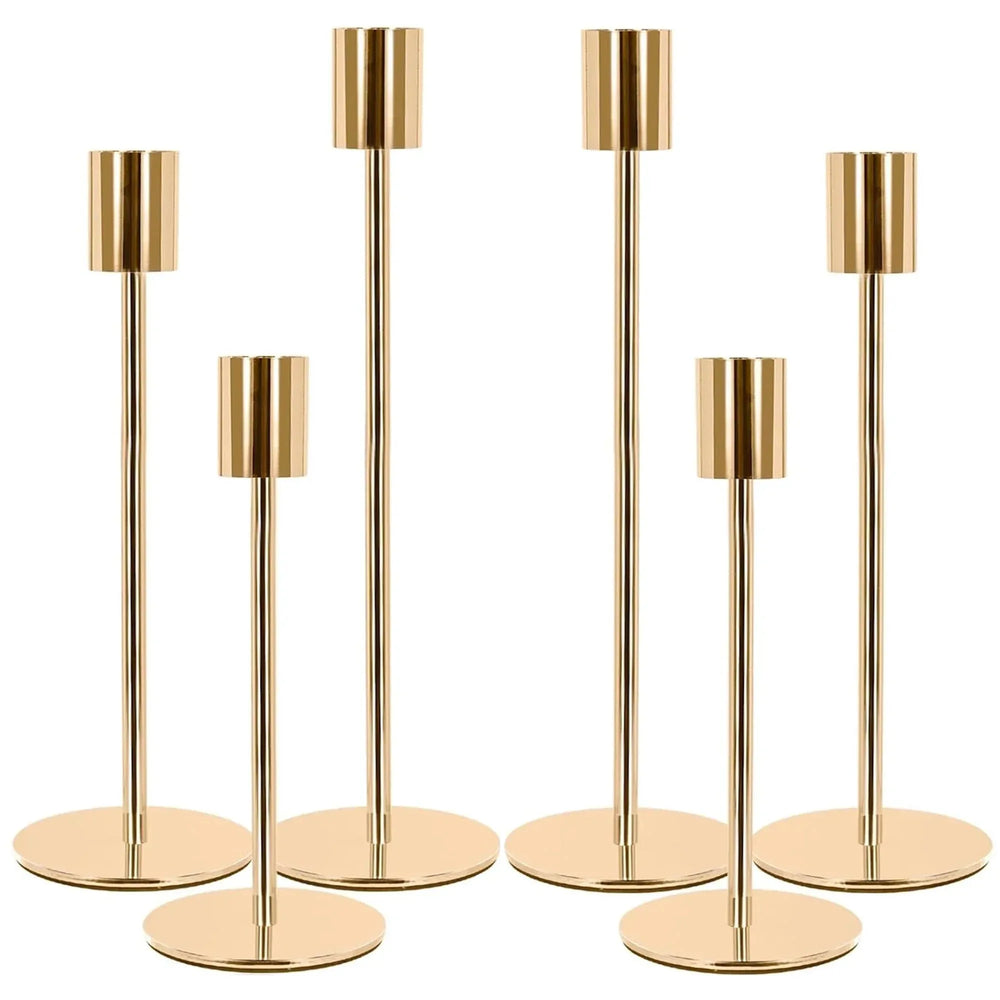 HIDAWN Matte Taper Candle Holders, 6 Pack Metal Candlestick Holders for Wedding, Dinning, Party - USA MEGA SHOP