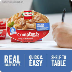 HORMEL COMPLEATS Chicken Alfredo, Shelf-Stable, Packaged Meals, 16 grams Protein, 10 oz Plastic Microwaveable Tray - USA MEGA SHOP