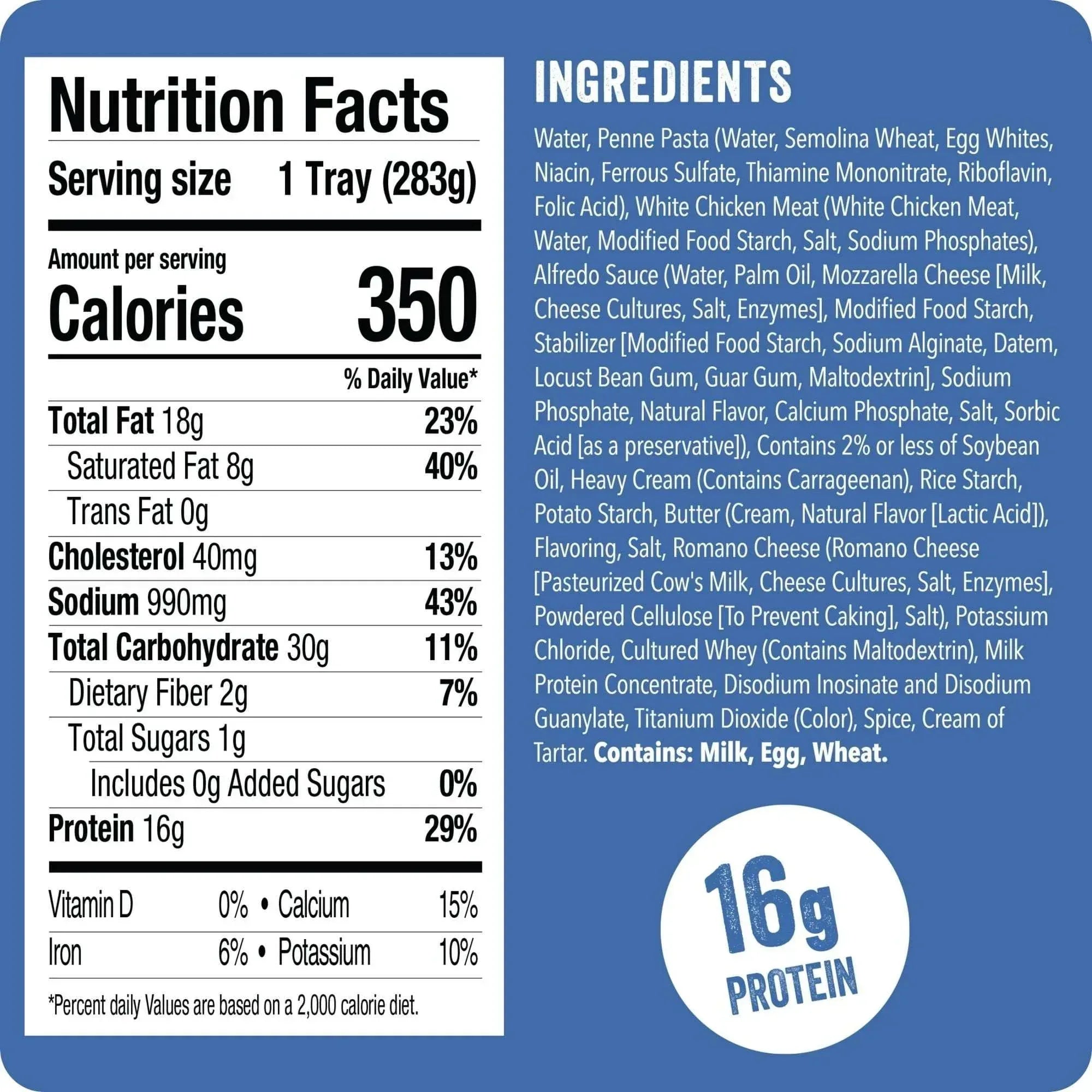 HORMEL COMPLEATS Chicken Alfredo, Shelf-Stable, Packaged Meals, 16 grams Protein, 10 oz Plastic Microwaveable Tray