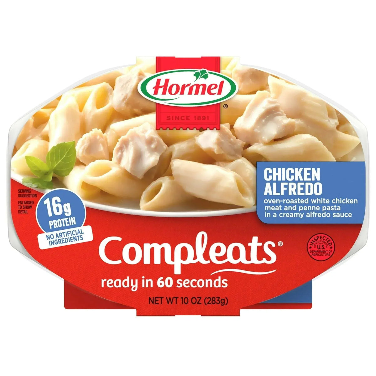 HORMEL COMPLEATS Chicken Alfredo, Shelf-Stable, Packaged Meals, 16 grams Protein, 10 oz Plastic Microwaveable Tray - USA MEGA SHOP