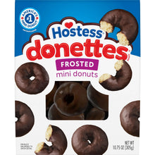Bag of frosted mini donuts with chocolate coating and cream centers