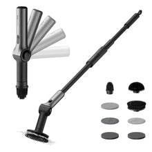 HOTO Flexi cordless spin scrubber with rotating round head and interchangeable brush pads