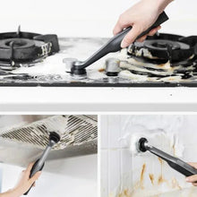 Cordless spin scrubber scrubbing stovetop with small round brush head