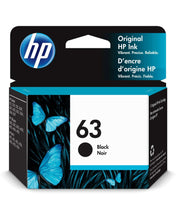 HP 63 black original ink cartridge box with “63 Black” label and butterfly artwork
