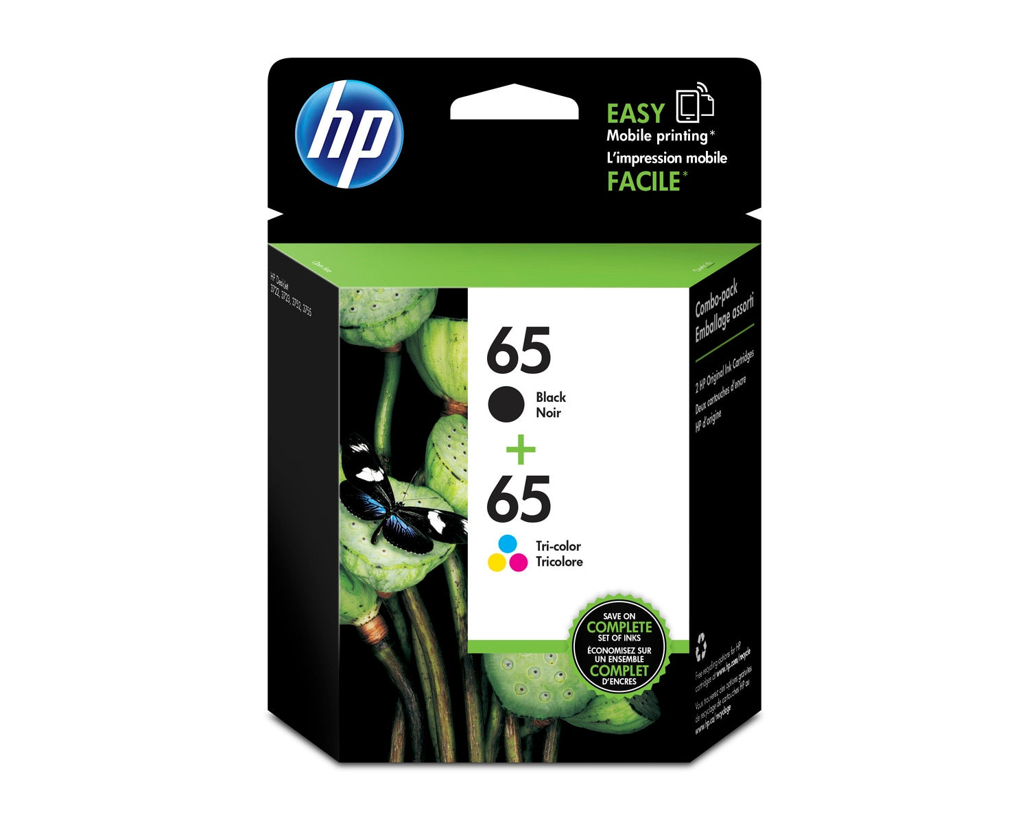 HP 65 Black Original Ink Cartridge, ~120 pages, N9K02AN#140