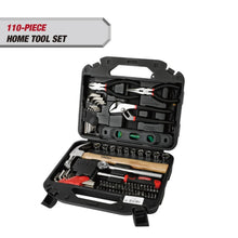 Home tool set in open black case with assorted sockets, pliers, and wrench tools