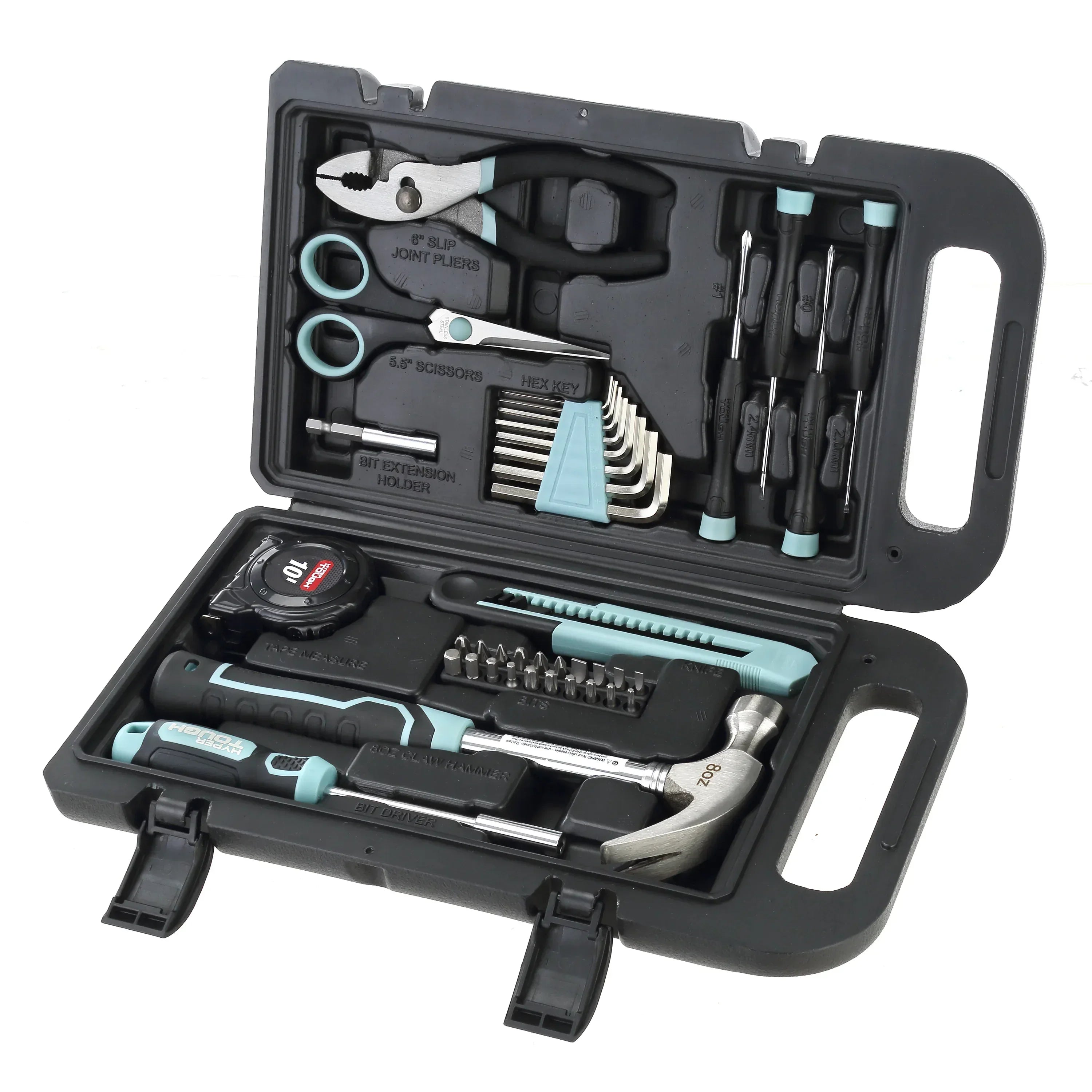 Hyper Tough 40-Piece Seafoam Household Tool Kit for Basic Repairs and DIY Projects