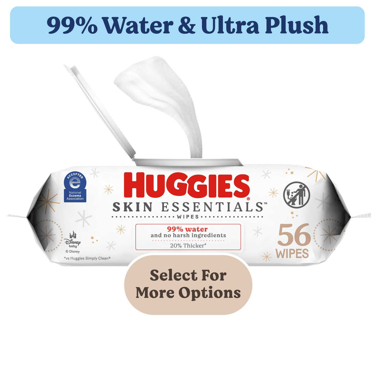 Huggies Skin Essentials Baby Wipes, 1 Pack, 56 Count (Select for More)