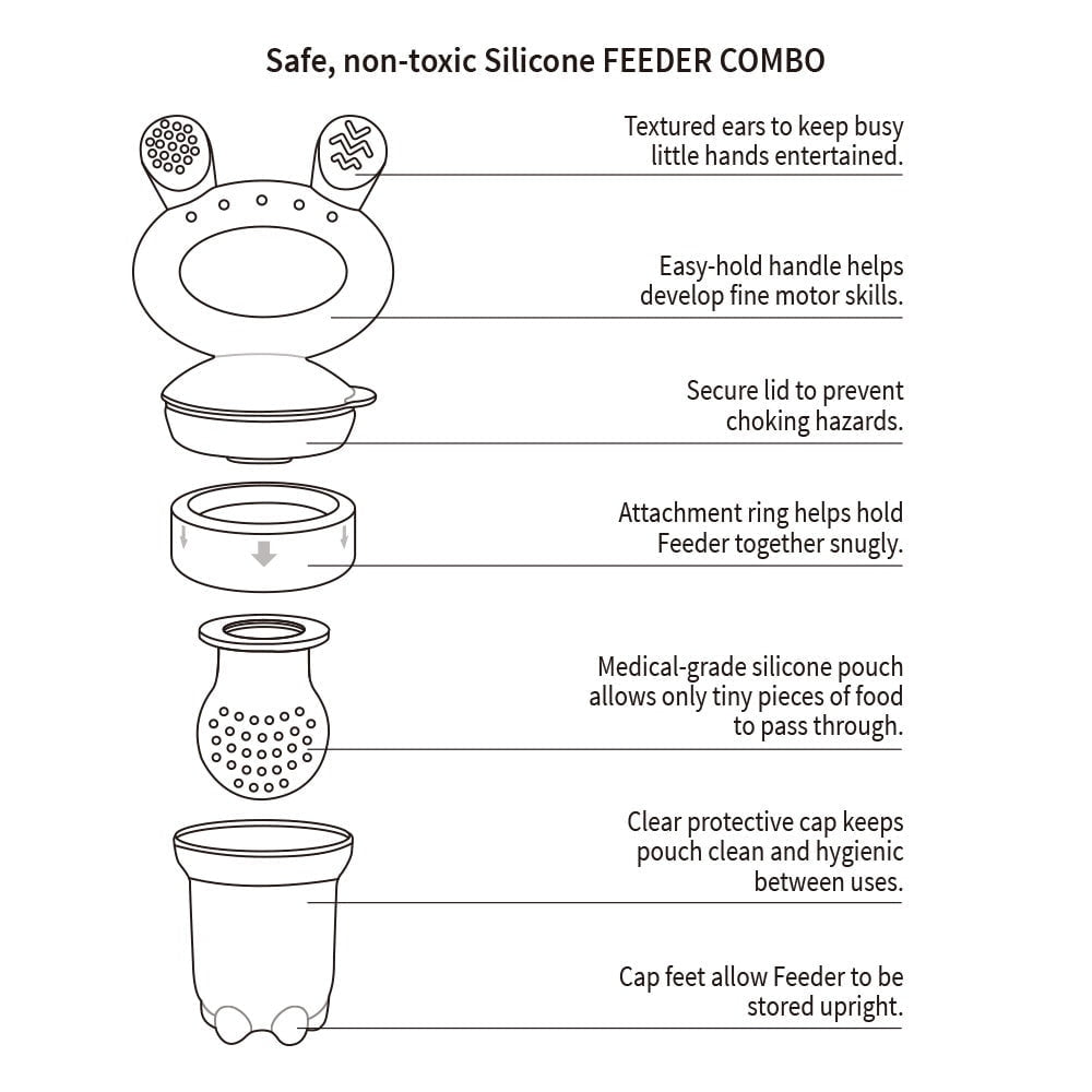 Haakaa Freeze-N-Feed Mini with Silicone Food Feeder & Silicone Mini Nibble Tray, Breastmilk Popsicle Mold Storage 4 months & up