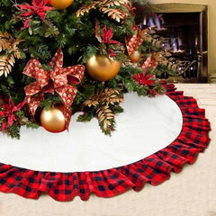HadinEEon Christmas Tree Skirt, 48 inch, Indoor Christmas Tree Mat for Xmas Decoration (Red & White) - USA MEGA SHOP