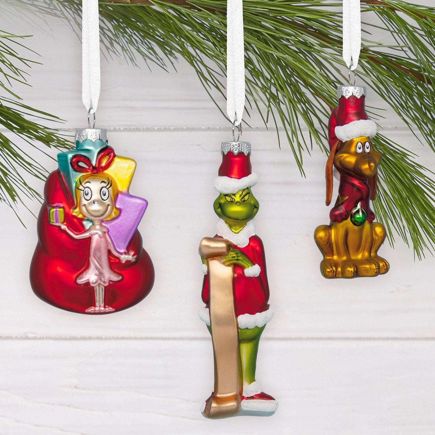 Hallmark Licensed How the Grinch Stole Christmas! Glass Ornaments, Set of 4 - USA MEGA SHOP