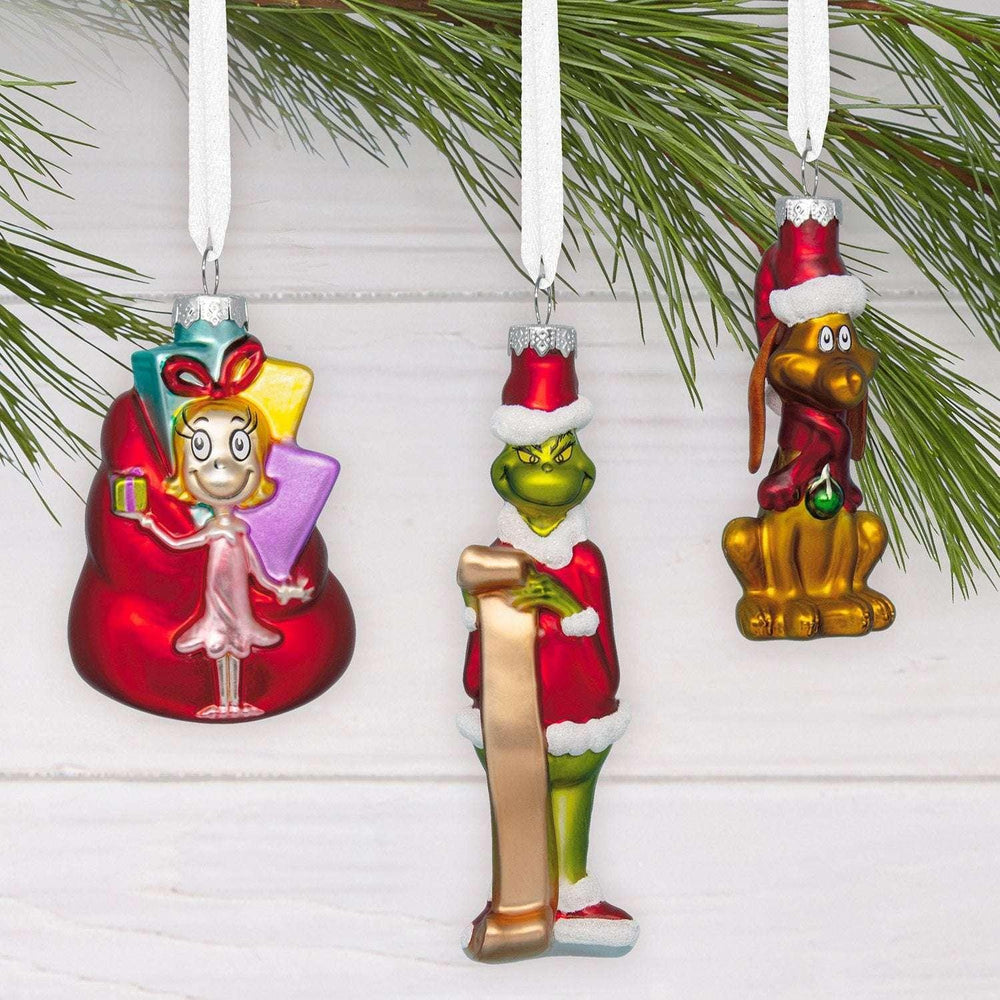 Hallmark Licensed How the Grinch Stole Christmas! Glass Ornaments, Set of 4 - USA MEGA SHOP