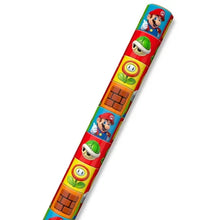 Wrapping paper roll featuring Mario, Luigi, coins, bricks and question blocks