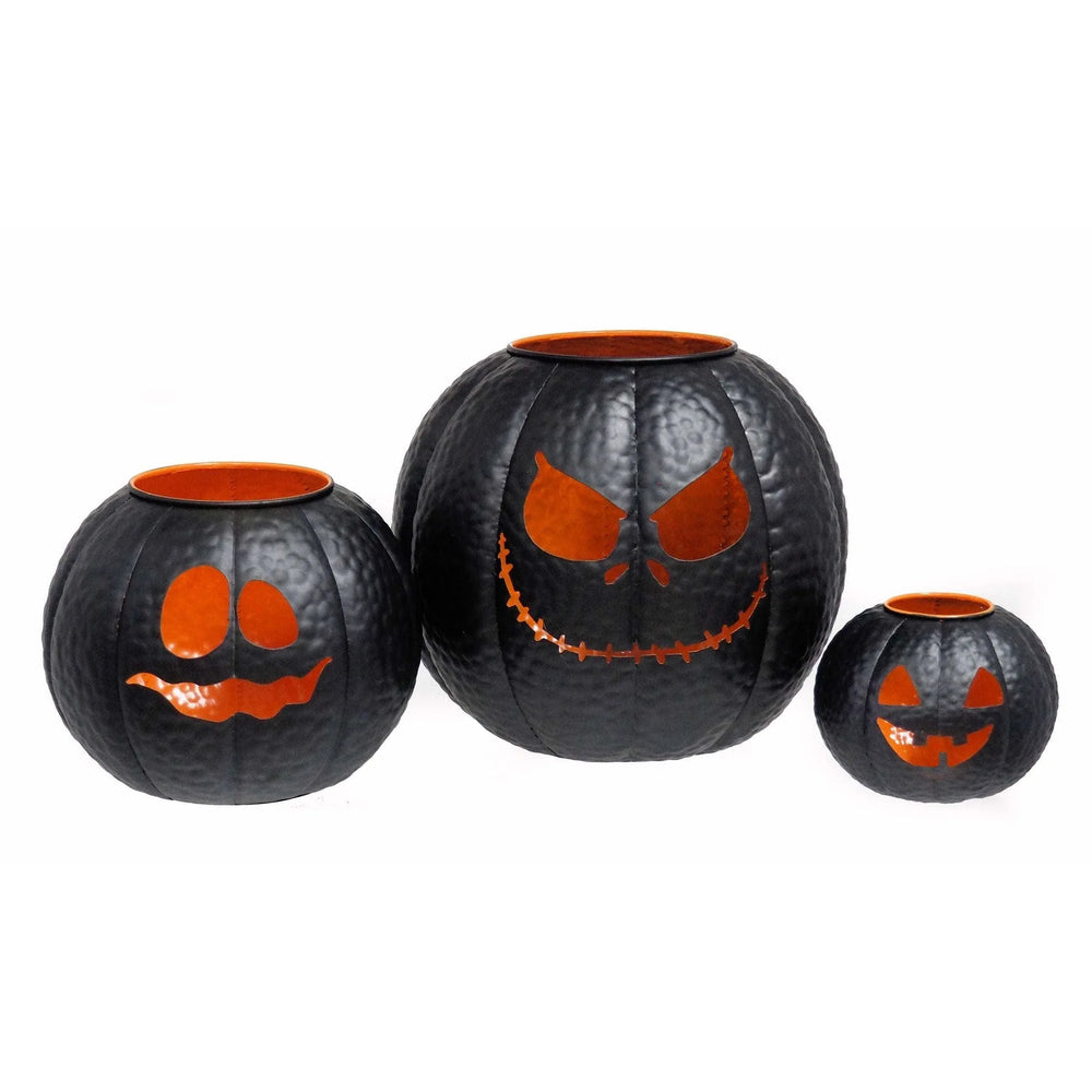 Halloween Metal Pumpkin Lanterns, Set of 3 - USA MEGA SHOP