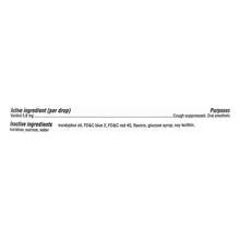Cough drops back panel listing active and inactive ingredients and purposes