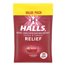 Halls Relief cherry flavor cough drops value pack, 200 drops in red packet