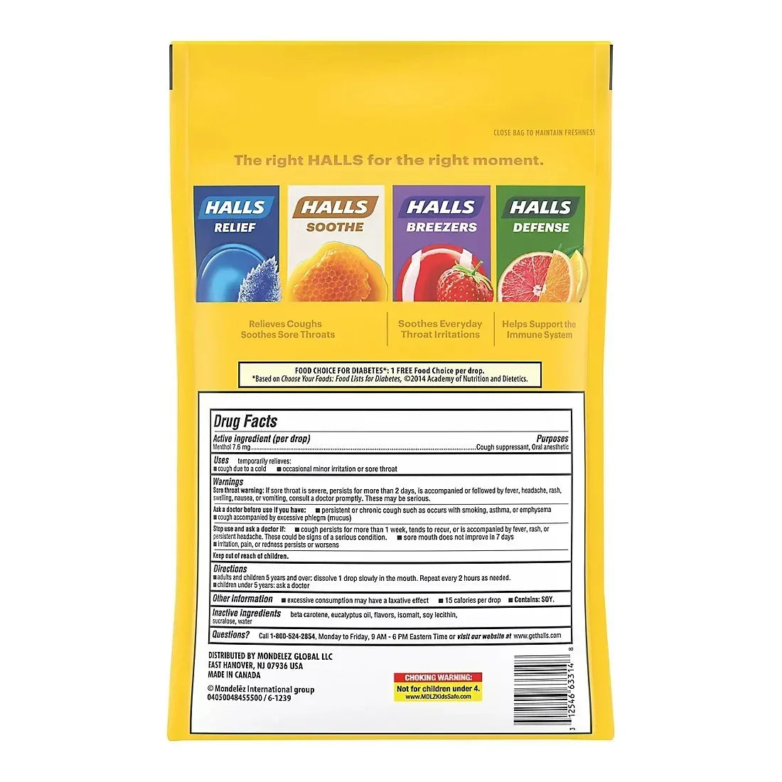 Halls Sugar-Free Honey Lemon Cough Suppressant Drops, 180 Count