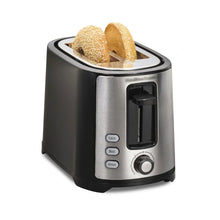 Black Hamilton Beach 2-slice toaster with extra-wide slot and bagel opening
