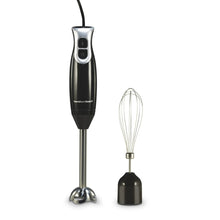 Black 2-speed immersion hand blender with blending wand and whisk