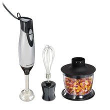 Immersion hand blender with blending wand, whisk, and chopping bowl attachments