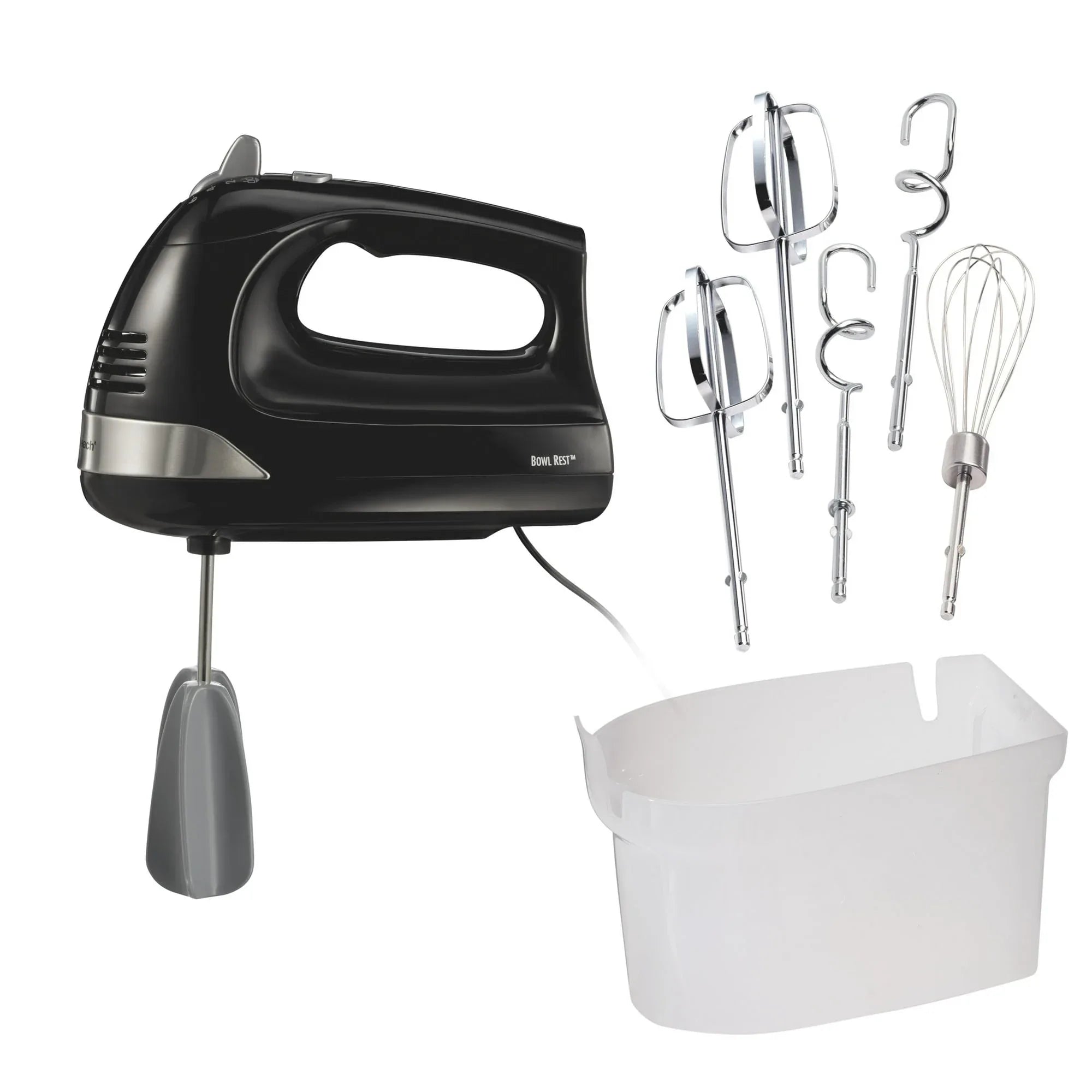 Hamilton Beach 6-Speed Electric Hand Mixer with Easy Clean Beaters, 7 Attachments & Case, Mixer for Kitchen, White - USA MEGA SHOP