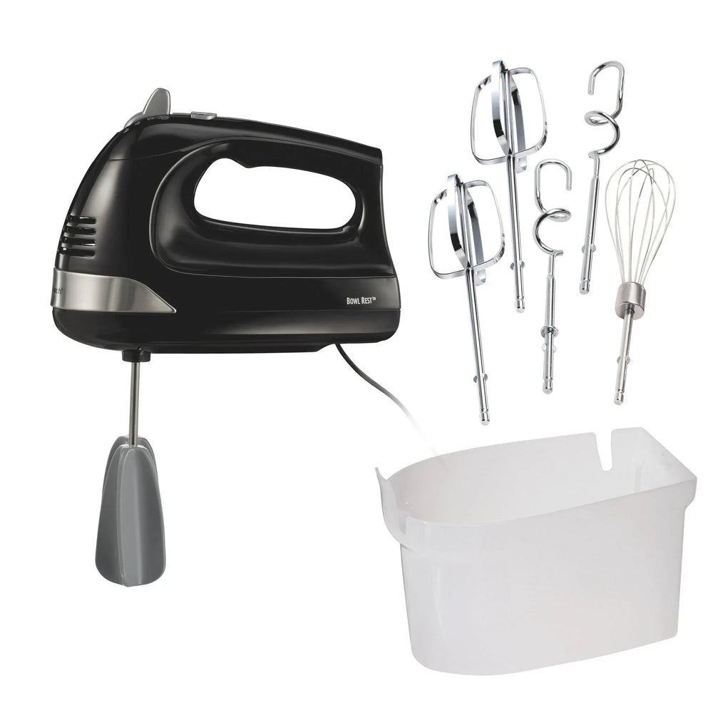Hamilton Beach 6-Speed Electric Hand Mixer with Easy Clean Beaters, 7 Attachments & Case, Mixer for Kitchen, White - USA MEGA SHOP