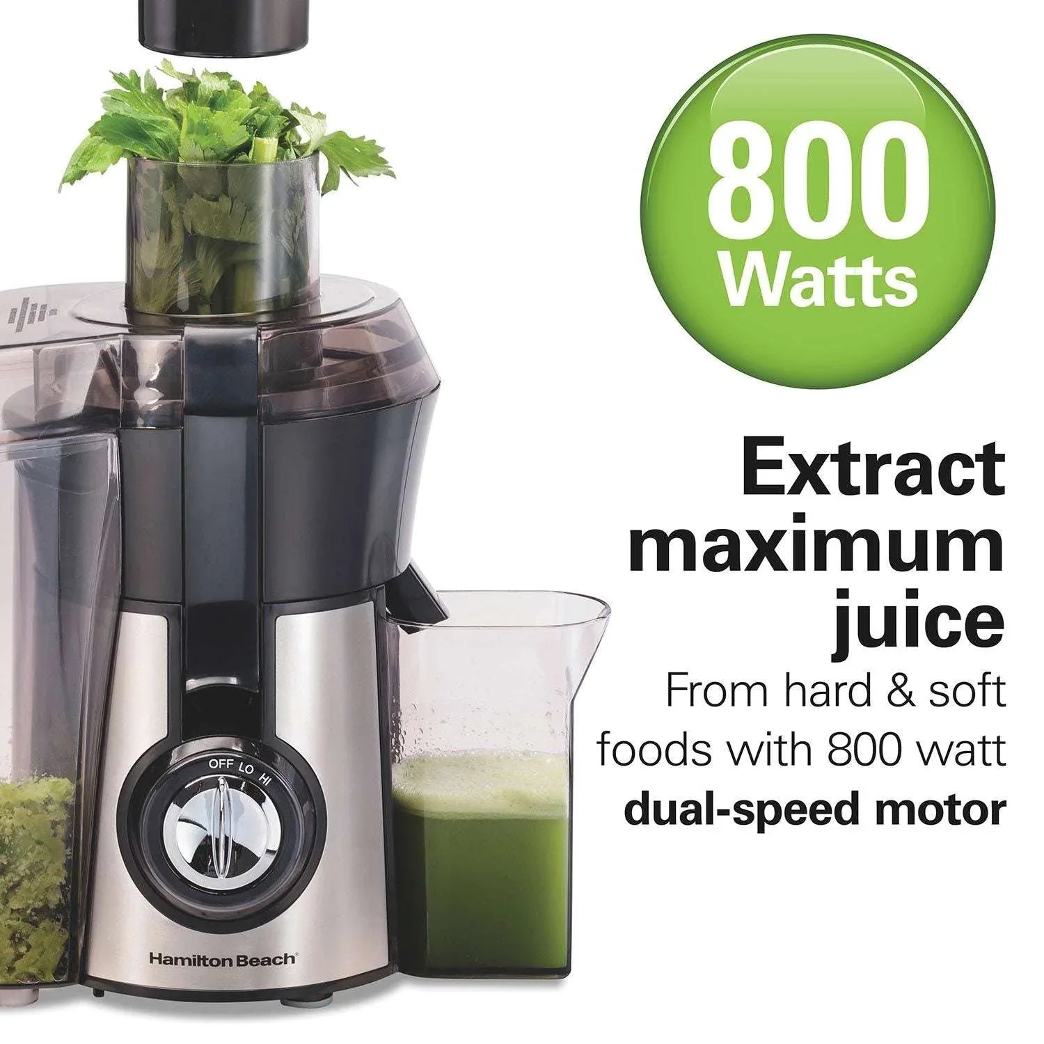 Hamilton Beach 800 Watt Easy Clean Juice Extractor with Easy Sweep Cleaning Tool - USA MEGA SHOP