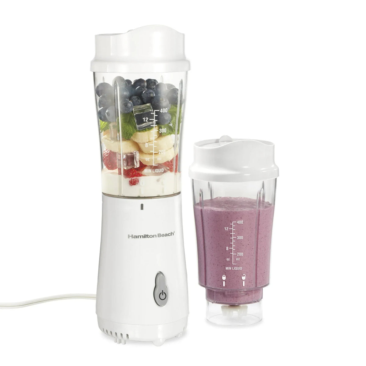 Hamilton Beach Personal Blender for Smoothies with 2 Travel Jars and Lids, White - USA MEGA SHOP