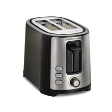 2-slice extra wide slot toaster, brushed stainless steel body and black base