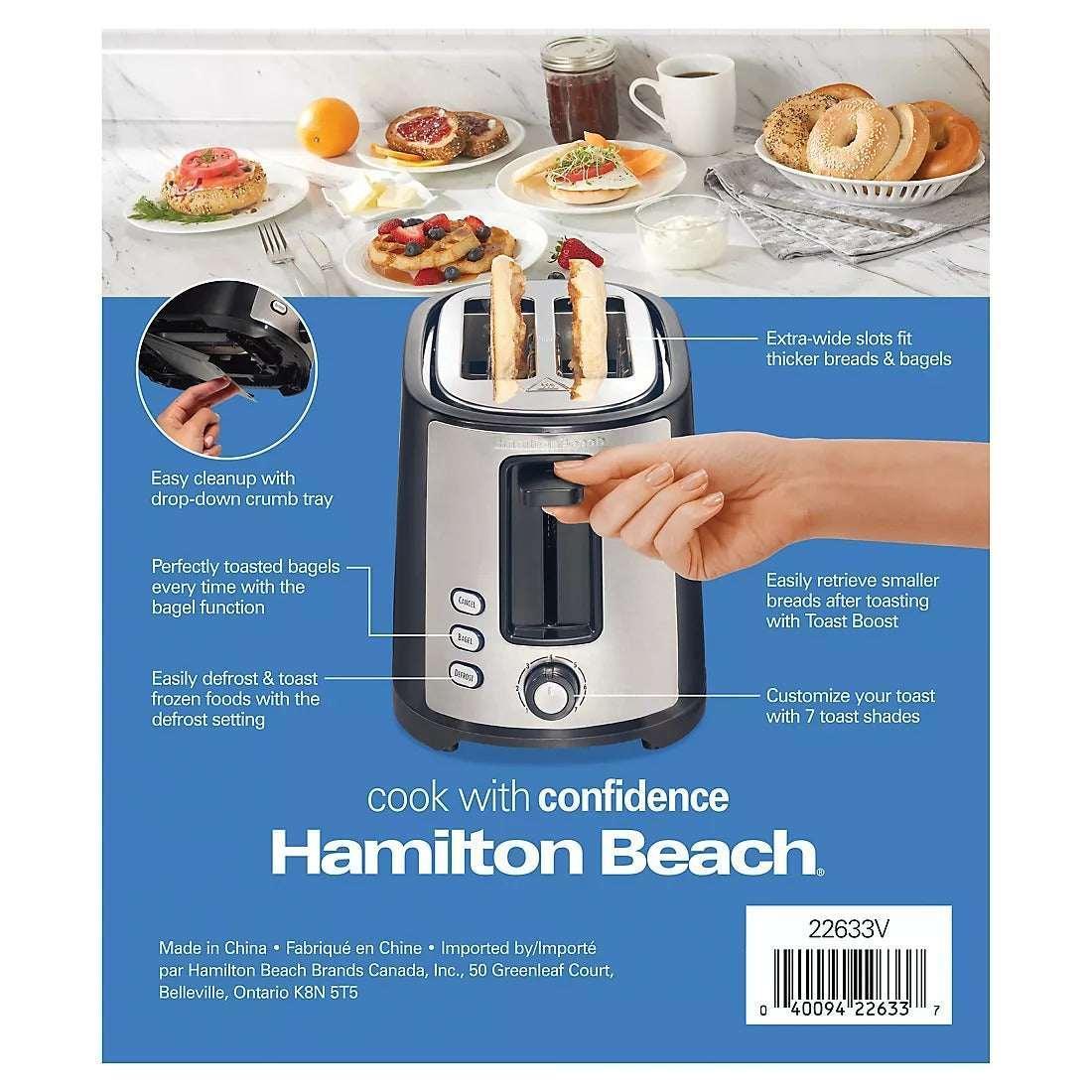 Hamilton Beach 2-Slice Extra Wide Slot Toaster - Black & Stainless Steel