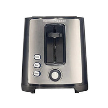 2-slice extra wide slot toaster, black and brushed stainless steel with control panel