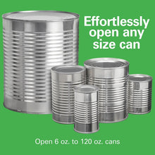 Assorted silver metal cans with lids showing different sizes for opening