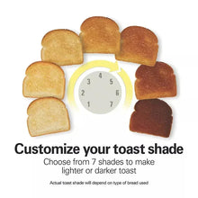7 toast-shade dial surrounded by assorted toasted bread pieces