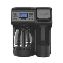 Black FlexBrew Trio coffee maker with front glass carafe and covered water tank