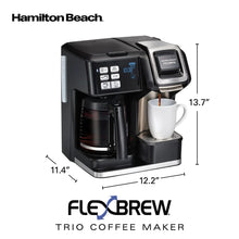Black FlexBrew trio coffee maker with carafe and mug on base